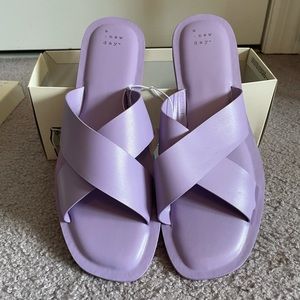 Purple Kitten Heel Sandals